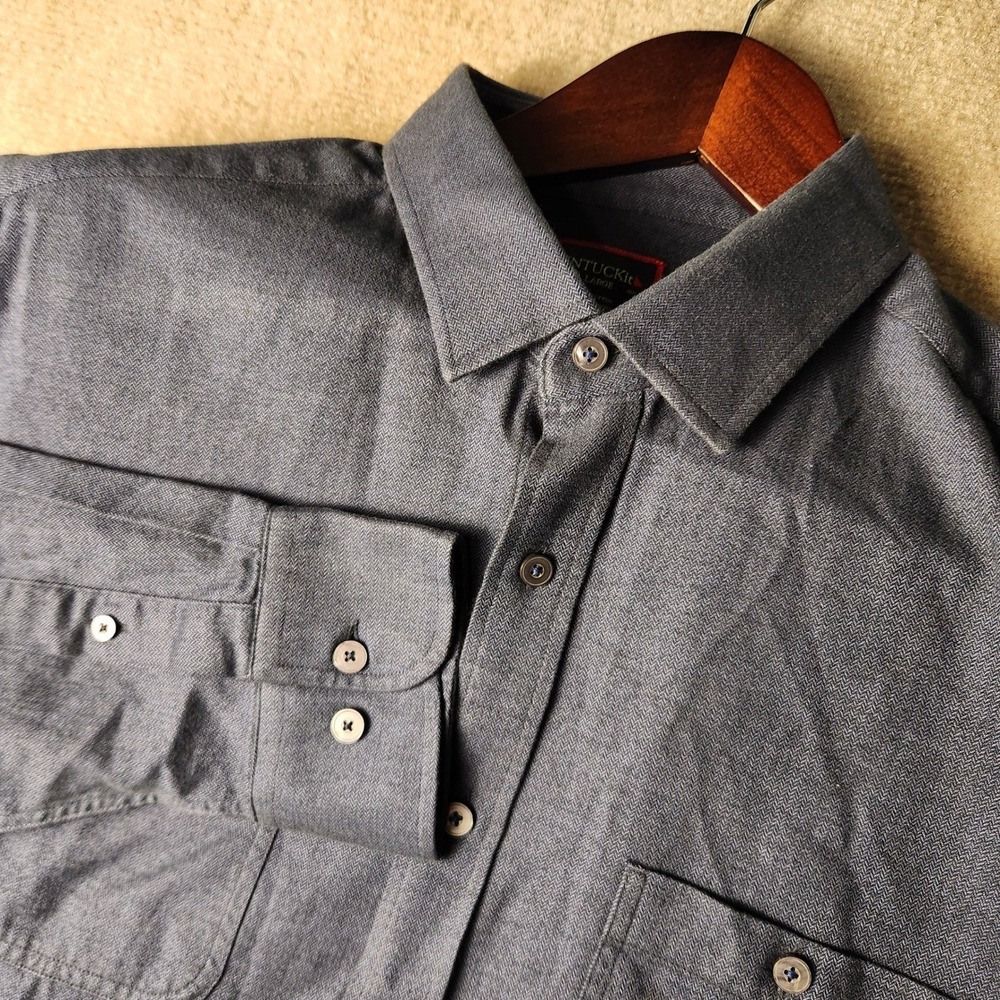 UNTUCKit Button Down Shirt Mens Large Gray Charcoal Herringbone‎ Cotton L/S